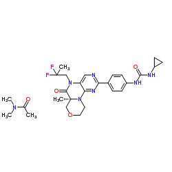 (S)-1-Cyclopropyl-3-(4-(5-(2,2-difluoropropyl)-6a-Methyl-6-oxo-5,6,6a,7,9,10-hexahydro-[1,4]oxazino[3,4-h]-pteridin-2-yl)phenyl)urea结构式