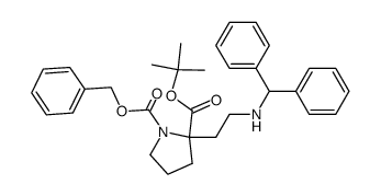 2-[2-(diphenylmethylamino)ethyl]-1-benzyloxycarbonylproline tert-butyl ester结构式