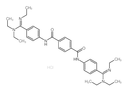 1,4-Benzenedicarboxamide,N1,N4-bis[4-[(diethylamino)(ethylimino)methyl]phenyl]-, hydrochloride (1:2) Structure