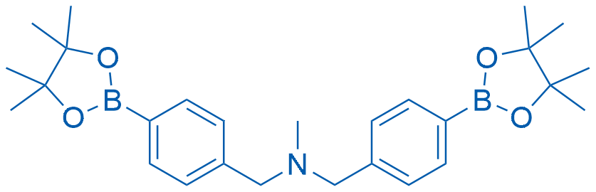 N-甲基-N-(4-(4,4,5,5-四甲基-1,3,2-二氧硼杂环戊烷-2-基)苄基)-1-(4-(4,4,5,5-四甲基-1,3,2-二氧硼杂环戊烷-2-基)苯基)甲胺结构式