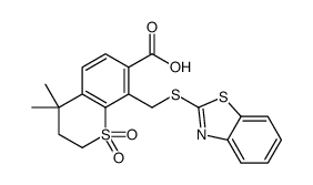 8-(1,3-benzothiazol-2-ylsulfanylmethyl)-4,4-dimethyl-1,1-dioxo-2,3-dihydrothiochromene-7-carboxylic acid Structure