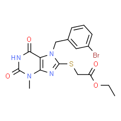 ethyl 2-((7-(3-bromobenzyl)-3-methyl-2,6-dioxo-2,3,6,7-tetrahydro-1H-purin-8-yl)thio)acetate Structure