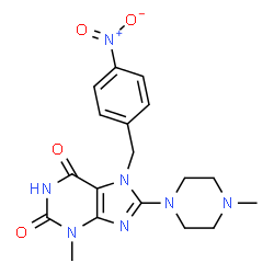 3-methyl-8-(4-methylpiperazin-1-yl)-7-(4-nitrobenzyl)-3,7-dihydro-1H-purine-2,6-dione结构式