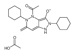 4-Acetyl-2,4,5,6-tetrahydro-6-methylene-2,5-diphenyl-1H-pyrazolo[4,3-c]pyridazin-3-ol acetate结构式