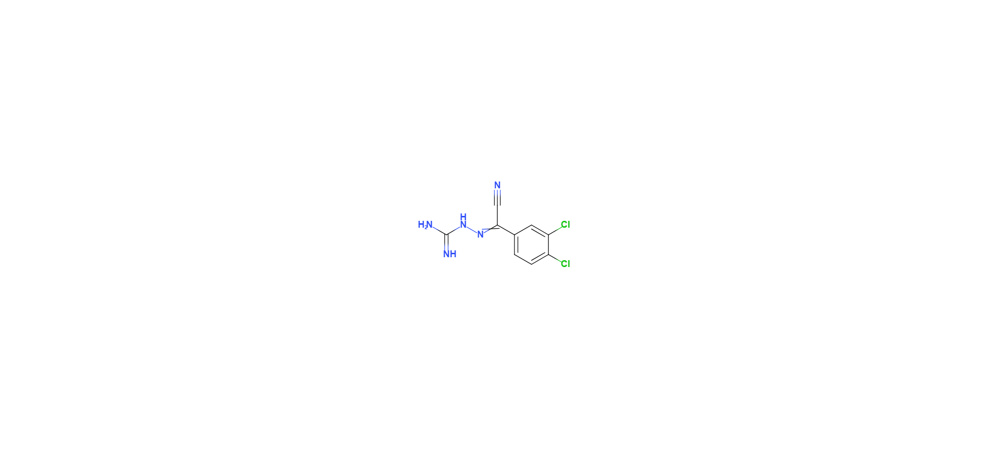3,4-dichlorobenzoyl cyanide amidinohydrazone Structure