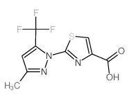 2-[3-Methyl-5-(trifluoromethyl)-1H-pyrazol-1-yl]-1,3-thiazole-4-carboxylic acid结构式