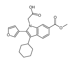 2-[3-cyclohexyl-2-(furan-3-yl)-6-methoxycarbonylindol-1-yl]acetic acid Structure