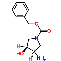 benzyl (3 R,4S)-3-amino-4-hydroxypyrrolidine-1-carboxylate结构式