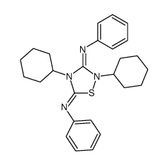 2,4-dicyclohexyl-N,N'-diphenyl-[1,2,4]thiadiazolidine-3,5-diylidenediamine结构式