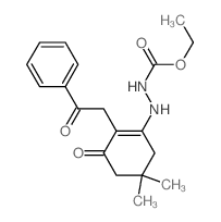 ethyl N-[(5,5-dimethyl-3-oxo-2-phenacyl-1-cyclohexenyl)amino]carbamate Structure