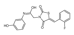 2-[(5E)-5-[(2-fluorophenyl)methylidene]-2,4-dioxo-1,3-thiazolidin-3-yl]-N-(3-hydroxyphenyl)acetamide结构式