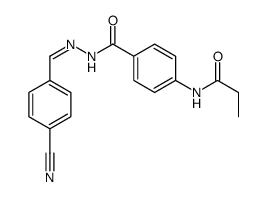 N-[(E)-(4-cyanophenyl)methylideneamino]-4-(propanoylamino)benzamide结构式
