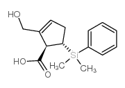 (1R,5S)-5-(Dimethylphenylsilyl)-2-(hydroxymethyl)-2-cyclopentene-1-carboxylic acid structure