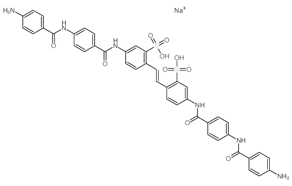 5-[[4-[(4-aminobenzoyl)amino]benzoyl]amino]-2-[(E)-2-[4-[[4-[(4-aminobenzoyl)amino]benzoyl]amino]-2-sulfo-phenyl]ethenyl]benzenesulfonic acid Structure