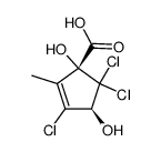 (1R,4S)-3,5,5-Trichloro-1,4-dihydroxy-2-methyl-cyclopent-2-enecarboxylic acid结构式