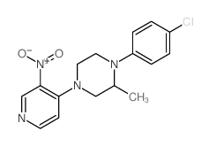 1-(4-chlorophenyl)-2-methyl-4-(3-nitropyridin-4-yl)piperazine结构式