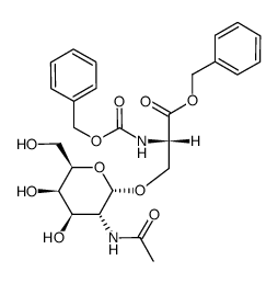 3-O-(2-Acetamido-2-desoxy-α-D-galactopyranosyl)-N-(benzyloxycarbonyl)-L-serinbenzylester结构式