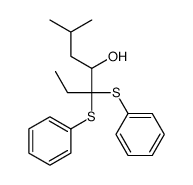 2-methyl-5,5-bis(phenylsulfanyl)heptan-4-ol结构式