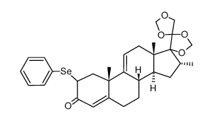 (8S,10S,13S,14S,16R)-10,13,16-trimethyl-2-(phenylselanyl)-1,6,7,8,10,12,13,14,15,16-decahydrodispiro[cyclopenta[a]phenanthrene-17,4'-[1,3]dioxolane-5',4''-[1,3]dioxolan]-3(2H)-one Structure
