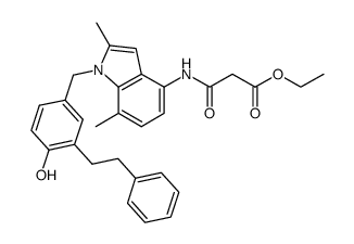 Ethyl N-[1-(4-hydroxy-3-phenethylbenzyl)-2,7-dimethyl-1H-indol-4-yl]malonamate结构式