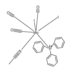 diiodo(tricarbonyl)triphenylphosphine(acetonitrile)tungsten(II)结构式