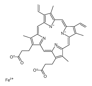 [dihydrogen 3,7,12,17-tetramethyl-8,13-divinyl-2,18-porphinedipropiona to(2-)]-iron结构式