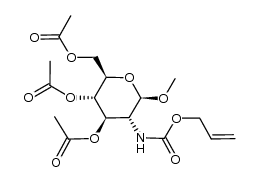 methyl 3,4,6-tri-O-acetyl-2-N-allyloxycarbonyl-2-amino-2-deoxy-β-D-glucopyranoside结构式