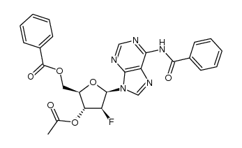 9-(3-O-acetyl-5-O-benzoyl-2-deoxy-2-fluoro-β-D-arabinofuranosyl)-N6-benzoyladenine Structure