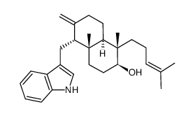 (1S,8aα)-Decahydro-5α-(1H-indol-3-ylmethyl)-1β,4aβ-dimethyl-6-methylene-1-(4-methyl-3-pentenyl)naphthalen-2β-ol结构式