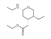 (+)-(5R)-2-Ethoxy-4-ethoxycarbonylmethyl-5-ethyl-3,4,5,6-tetrahydro-2H-pyran结构式