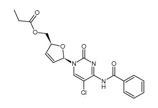 N-benzoyl-5'-O-propionyl-2',3'-didehydro-2',3'-dideoxy-5-chlorouridine结构式