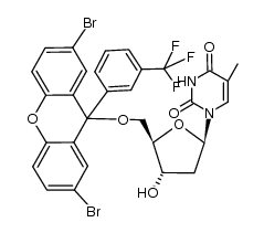 5'-O-[2,7-Dibromo-9-[3-(trifluoromethyl)phenyl]xanthen-9-yl]thymidine Structure