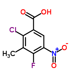 2-氯-4-氟-3-甲基-5-硝基苯甲酸结构式