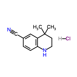 4,4-Dimethyl-1,2,3,4-tetrahydro-6-quinolinecarbonitrile hydrochloride (1:1) Structure