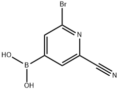 2-Bromo-6-cyanopyridine-4-boronic acid结构式