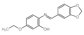 Phenol,2-[(1,3-benzodioxol-5-ylmethylene)amino]-5-ethoxy- structure