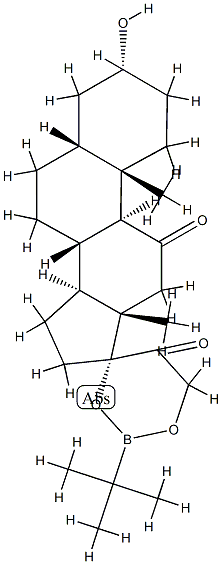 3α-Hydroxy-17,21-(tert-butylboranediyl)bisoxy-5β-pregnane-11,20-dione结构式