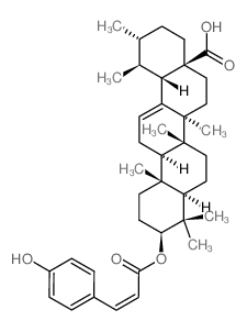 (1S,2R,4aS,6aR,6aS,6bR,8aR,10S,12aR,14bS)-10-[(Z)-3-(4-hydroxyphenyl)prop-2-enoyl]oxy-1,2,6a,6b,9,9,12a-heptamethyl-2,3,4,5,6,6a,7,8,8a,10,11,12,13,14b-tetradecahydro-1H-picene-4a-carboxylic acid结构式