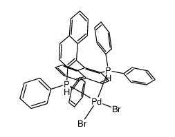 dibromo(2,2'-bis(diphenylphosphino)-1,1'-binaphthyl)palladium(II) Structure