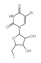 2,4(1H,3H)-Pyrimidinedione, 5-bromo-1-(5-deoxy-5-fluoro-.beta.-L-ribofuranosyl)- Structure