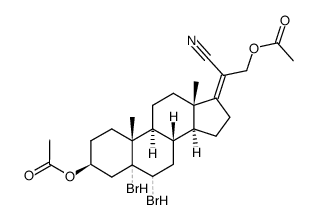 3β,22-diacetoxy-5,6ξ-dibromo-23,24-dinor-5ξ-chol-17(20)ξ-ene-21-nitrile结构式