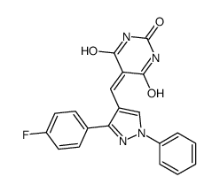 5-[[3-(4-fluorophenyl)-1-phenylpyrazol-4-yl]methylidene]-1,3-diazinane-2,4,6-trione结构式