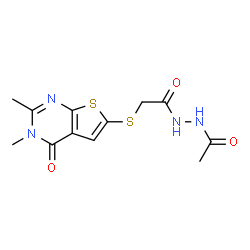 Acetic acid, [(1,4-dihydro-5,6-dimethyl-4-oxothieno[2,3-d]pyrimidin-2-yl)thio]-, 2-acetylhydrazide (9CI) picture