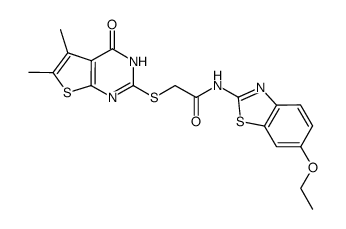 Acetamide, 2-[(1,4-dihydro-5,6-dimethyl-4-oxothieno[2,3-d]pyrimidin-2-yl)thio]-N-(6-ethoxy-2-benzothiazolyl)- (9CI) picture