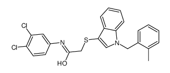 N-(3,4-dichlorophenyl)-2-[1-[(2-methylphenyl)methyl]indol-3-yl]sulfanylacetamide结构式