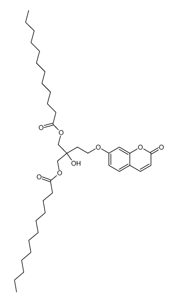 2-hydroxy-2-(2-((2-oxo-2H-chromen-7-yl)oxy)ethyl)propane-1,3-diyl didodecanoate结构式