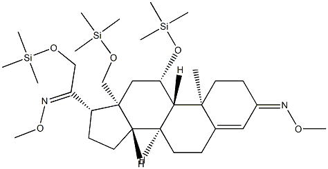 11β,18,21-Tris(trimethylsiloxy)pregn-4-ene-3,20-dione bis(O-methyl oxime)结构式
