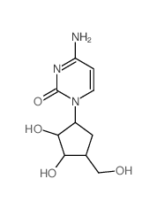 4-amino-1-[2,3-dihydroxy-4-(hydroxymethyl)cyclopentyl]pyrimidin-2-one Structure