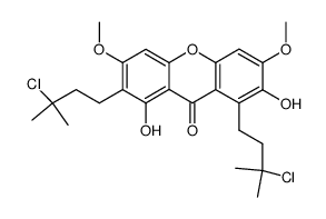 1,7-bis(3-chloro-3-methylbutyl)-2,8-dihydroxy-3,6-dimethoxyxanthen-9-one结构式