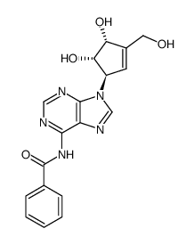 N6-benzoyl-9-[(1R,2S,3R)-2,3-dihydroxy-4-(hydroxymethyl)-4-cyclopenten-1-yl]adenine Structure
